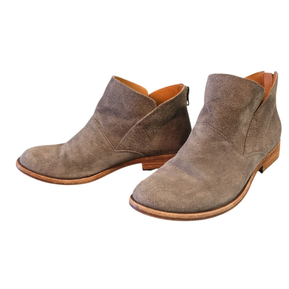 Kork-Ease Leather‎ Ankle Booties Taupe Suede Low Heel Comfort Size 6.5 Women
